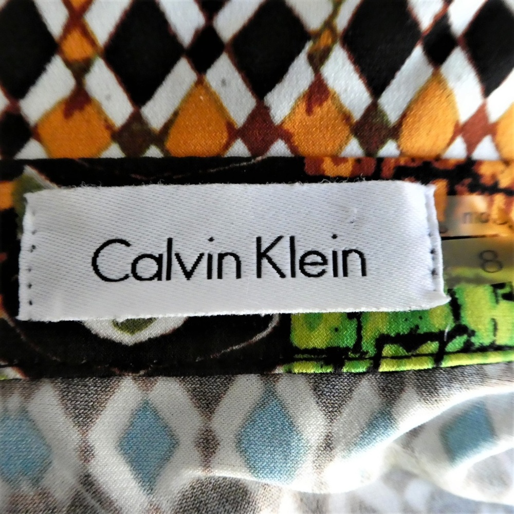 Calvin Klein Wrap Dress Mod Retro Psychedelic Knit Spandex 8 - Picture 7 of 8